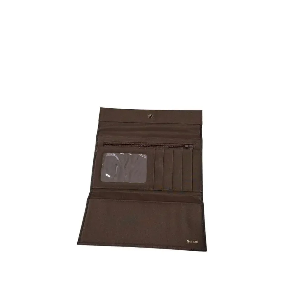 Buxton Dark Brown Large Leather Trifold Wallet Women’s‎